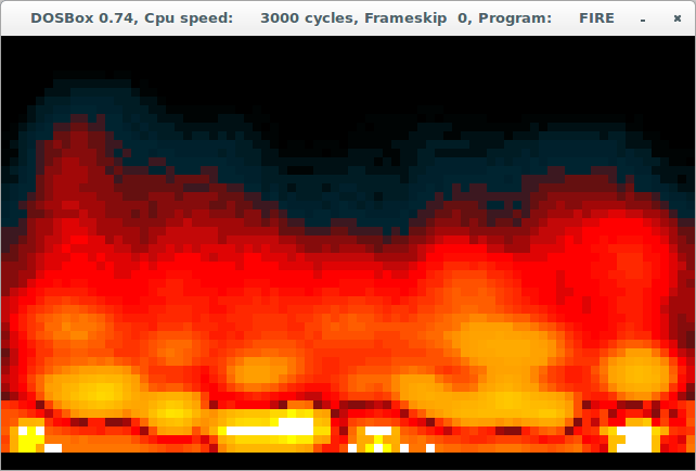 The original firedemo running in Dosbox