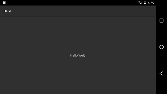 Screenshot of hello.apk running on Android