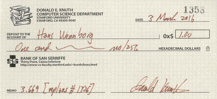 Knuth reward check