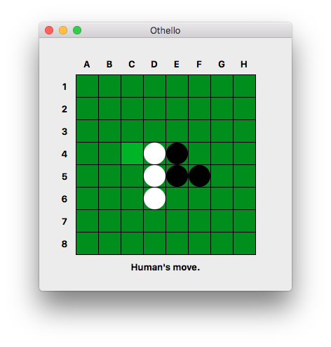 Screenshot of the Othello program on Mac.