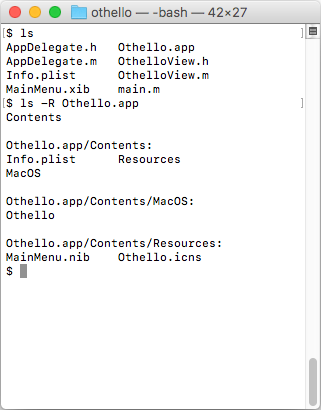 Screenshot of the Othello bundle when listed in a terminal.