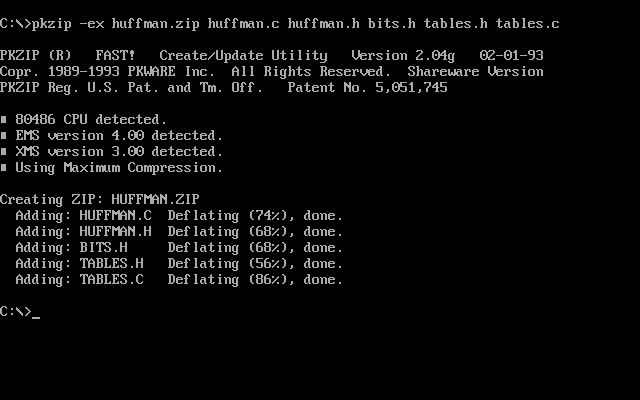 Screenshot of PKZip 2.04g