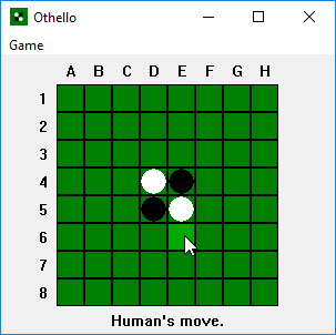 Screenshot of Othello running on Windows 10.