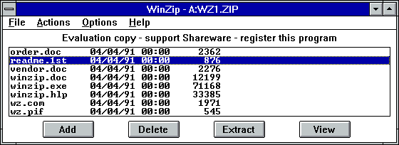 Screenwhot of Winzip 1.00